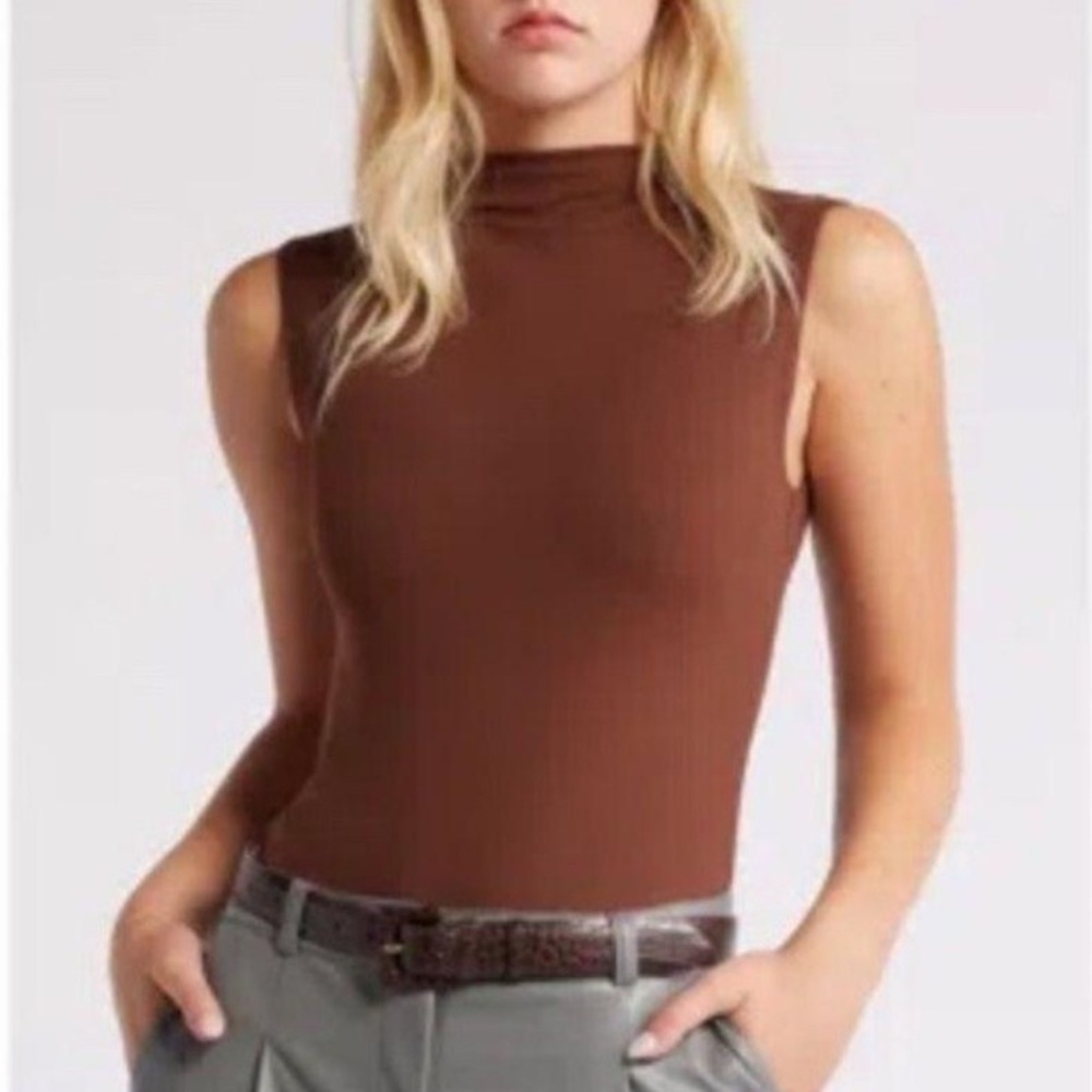 Open Edit Large Warm Brown Sleeveless Bodysuit